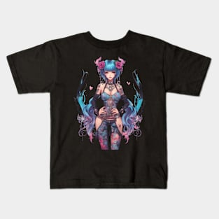 Sorrowful Serenade Emo Goth Anime Girl Kids T-Shirt